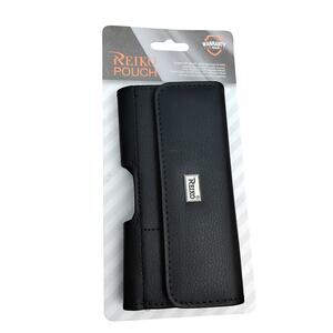 Reiko Horizontal Leather Phone Pouch NWT Black Faux Leather Built in Belt Clip
